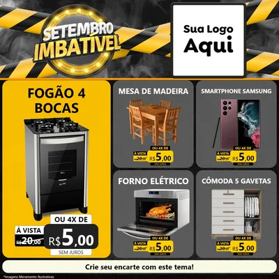 Modelo de Rede Social para Feed Facebook com o tema Setembro Imbatível para Móveis e Eletro