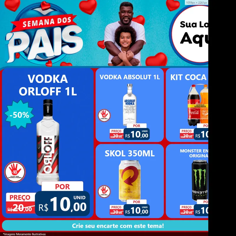 Modelo de Rede Social para Feed Facebook com o tema Semana Dos Pais para Distribuidora de bebidas