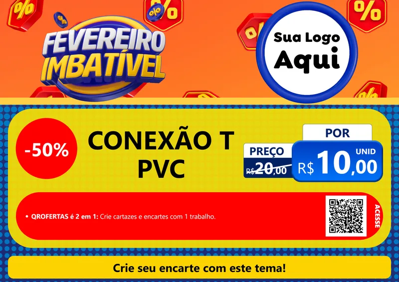 Modelo de Cartaz para Cartaz A4 Horizontal com o tema Fevereiro Imbatível para Tubos e conexões