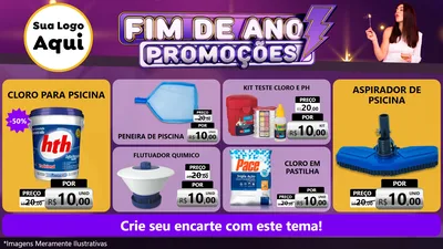 Modelo de TV para TV Horizontal com o tema Fim de Ano Promoções para Produtos para Piscina