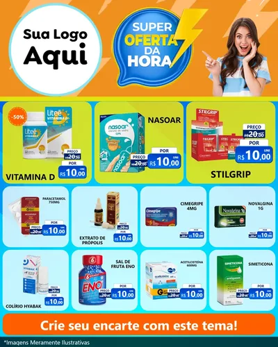 Modelo de Rede Social para Feed Instagram com o tema Super Oferta da Hora para Farmácia