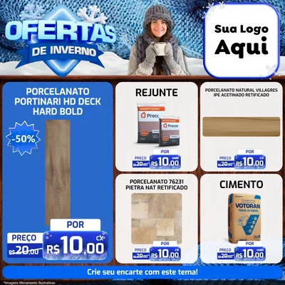 Modelo de Rede Social para Feed Facebook com o tema Ofertas de Inverno para Pisos e revestimentos