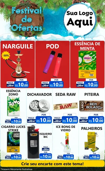 Modelo de Encarte para Encarte Grande com o tema Festival de Ofertas - Inverno para Tabacaria