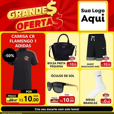 Modelo de Rede Social para Feed Facebook com o tema Grandes Ofertas para Roupas e acessórios