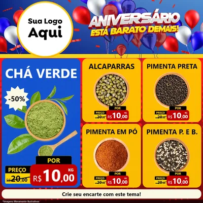 Modelo de Rede Social para Feed Facebook com o tema Aniversário para Produtos Naturais