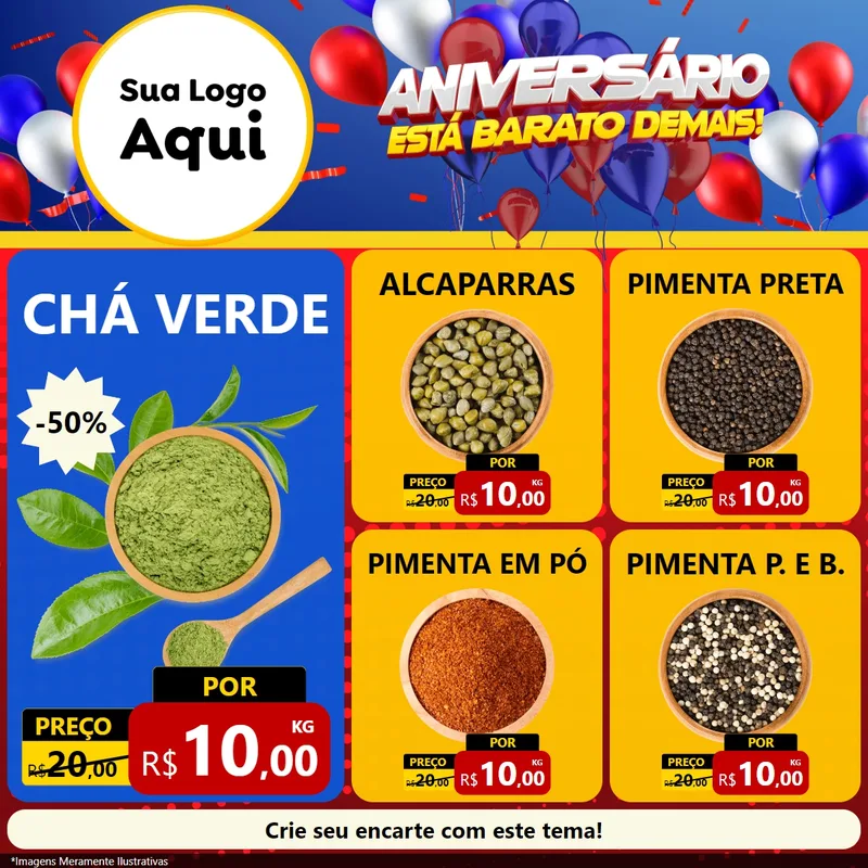 Modelo de Rede Social para Feed Facebook com o tema Aniversário para Produtos Naturais