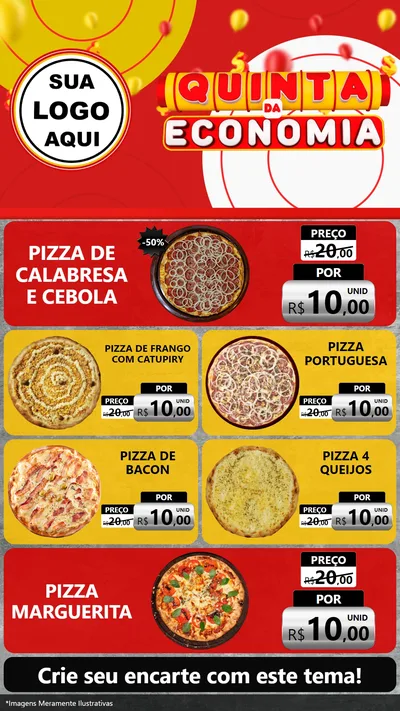Modelo de TV para TV Vertical com o tema Quinta da Economia para Pizzaria