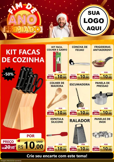 Modelo de Encarte para Encarte A4 Vertical com o tema Fim de Ano Premiado para Utilidades Domésticas