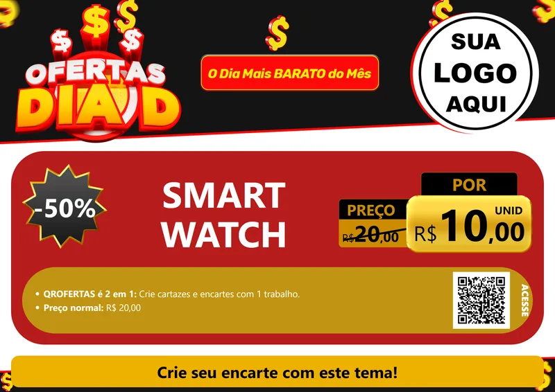 Modelo de Cartaz para Cartaz A4 Horizontal com o tema Ofertas Dia D para Informática