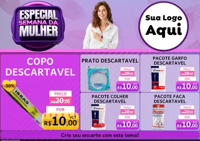 Modelo de Encarte para Encarte A4 Horizontal com o tema Especial Semana da Mulher para Embalagens