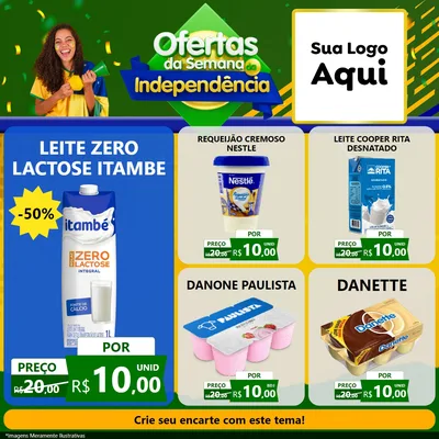 Modelo de Rede Social para Feed Facebook com o tema Ofertas da Semana da Independência para Frios e Laticínios