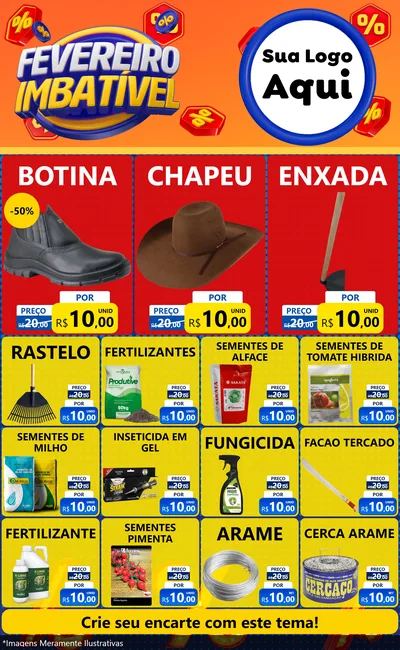 Modelo de Encarte para Encarte Grande com o tema Fevereiro Imbatível para Agropecuária