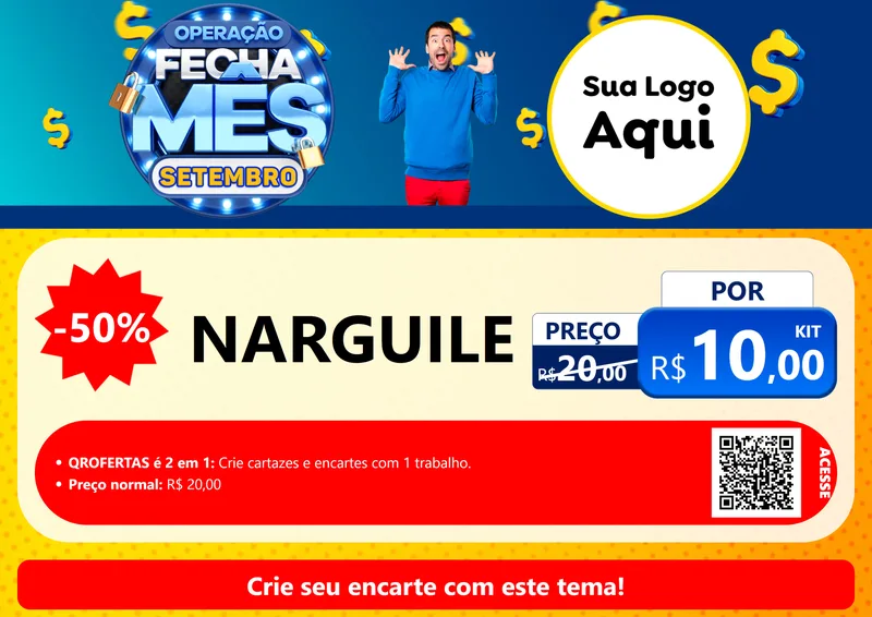 Modelo de Cartaz para Cartaz A4 Horizontal com o tema Operação Fecha Mês Setembro para Tabacaria