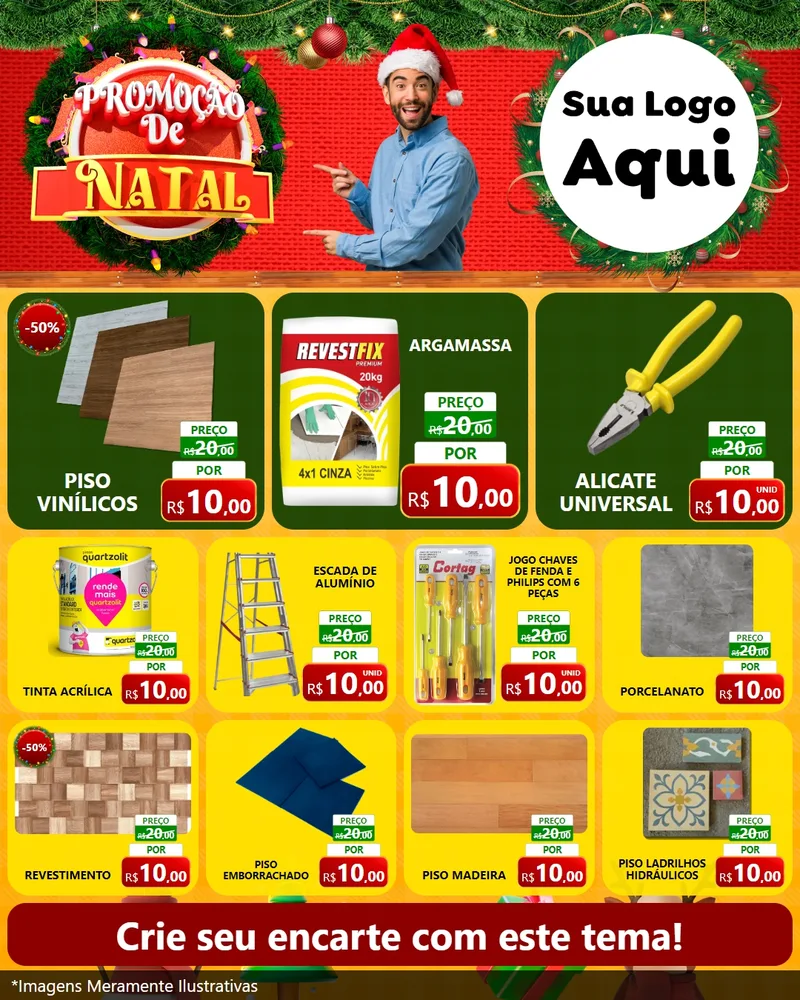 Modelo de Rede Social para Feed Instagram com o tema Promoção de Natal para Material para Construção