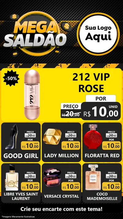 Modelo de Rede Social para Stories com o tema Mega Saldão para Perfumes