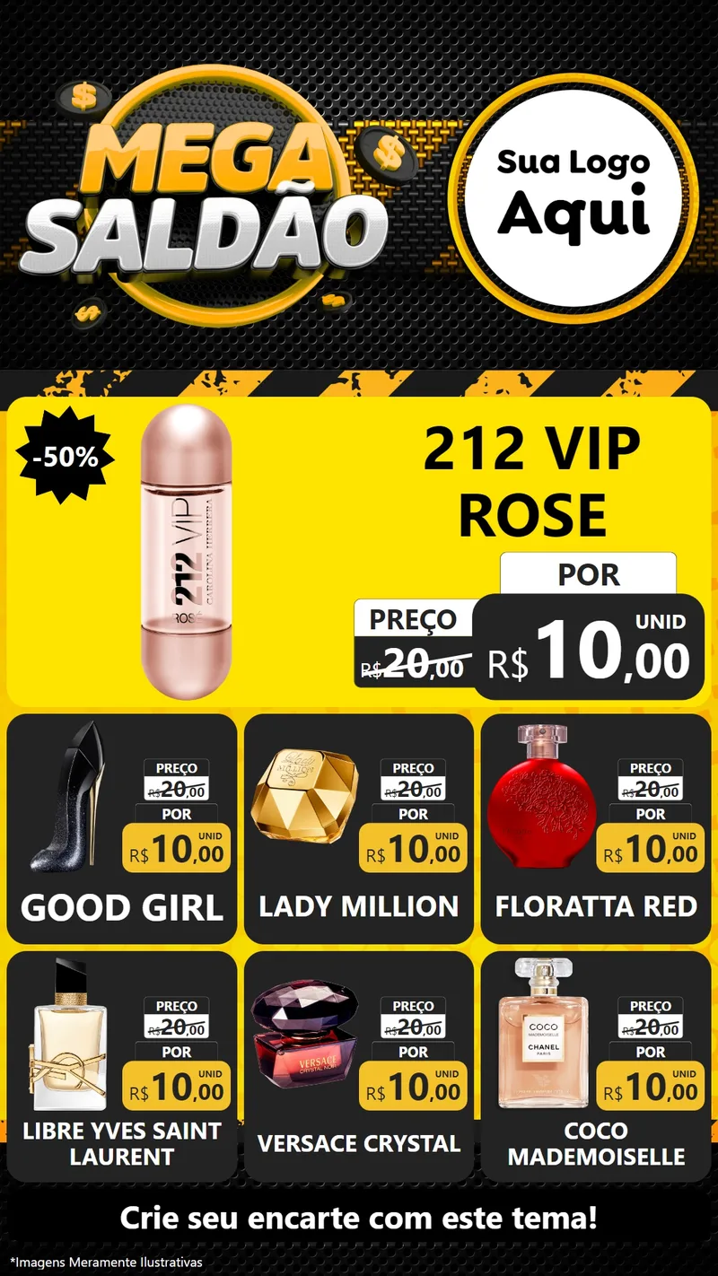 Modelo de Rede Social para Stories com o tema Mega Saldão para Perfumes