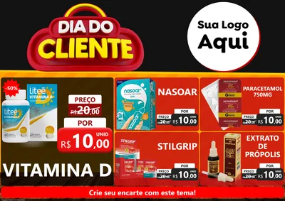 Modelo de Encarte para Encarte A4 Horizontal com o tema Dia do Cliente para Farmácia