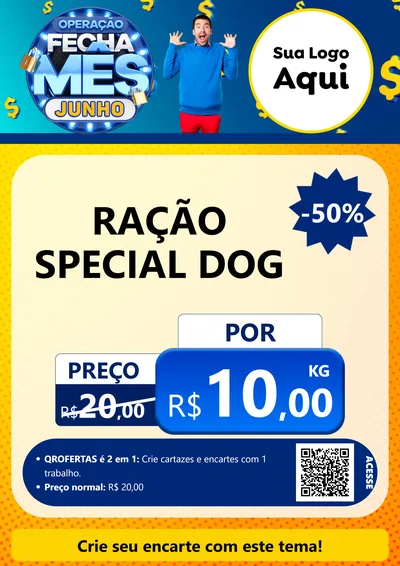 Modelo de Cartaz para Cartaz A4 Vertical com o tema Operação Fecha Mês, Junho para Pet Shop