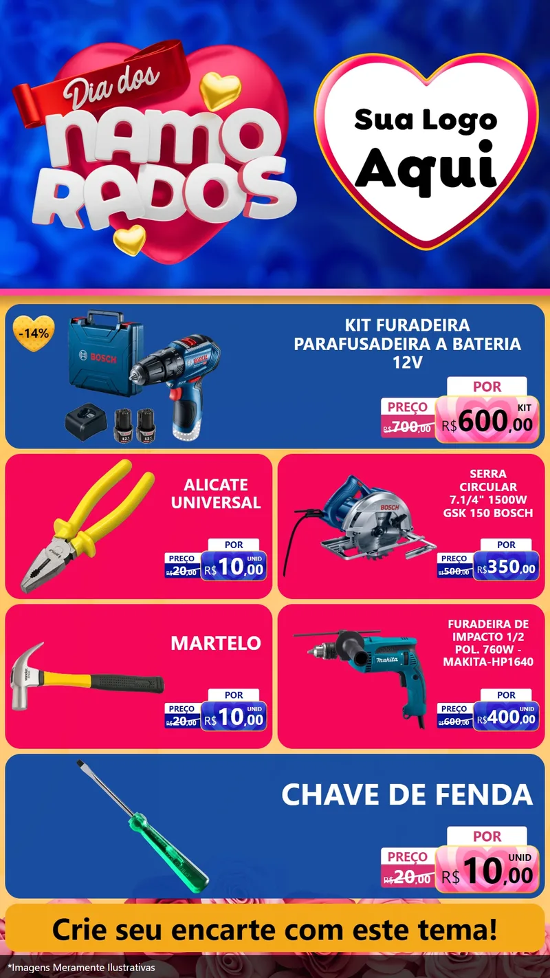 Modelo de TV para TV Vertical com o tema Dia dos namorados para Maquinas e Ferramentas