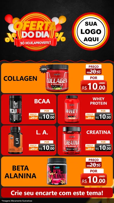 Modelo de TV para TV Vertical com o tema Oferta do Dia - Só hoje, Aproveite! para Suplementos alimentares