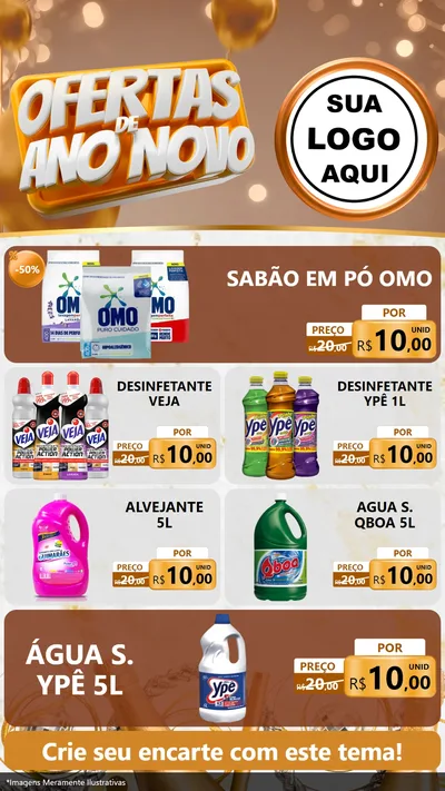 Modelo de TV para TV Vertical com o tema Ofertas de Ano Novo para Produtos de Limpeza