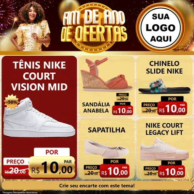 Modelo de Rede Social para Feed Facebook com o tema Fim de Ano de Ofertas para Calçados
