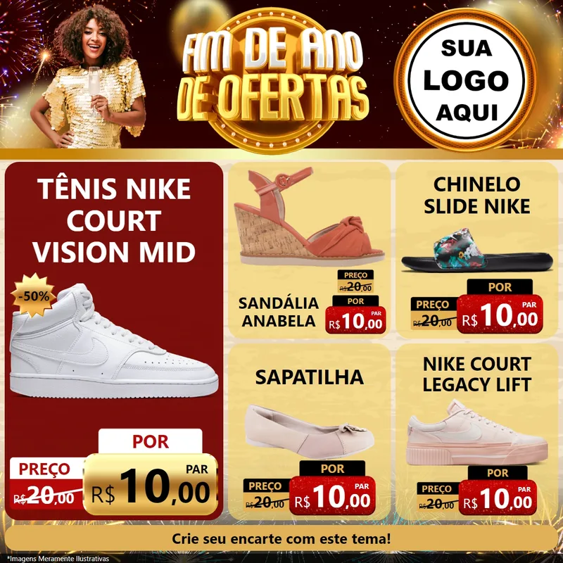 Modelo de Rede Social para Feed Facebook com o tema Fim de Ano de Ofertas para Calçados