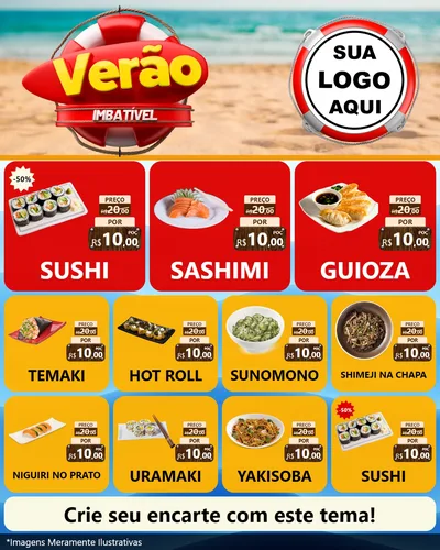 Modelo de Rede Social para Feed Instagram com o tema Verão Imbatível para Comida japonesa