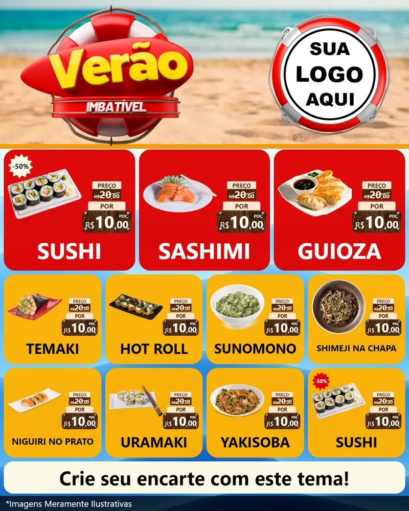 Modelo de Rede Social para Feed Instagram com o tema Verão Imbatível para Comida japonesa