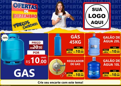 Modelo de Encarte para Encarte A4 Horizontal com o tema Ofertas de Dezembro - Preços Incríveis para Água e gás