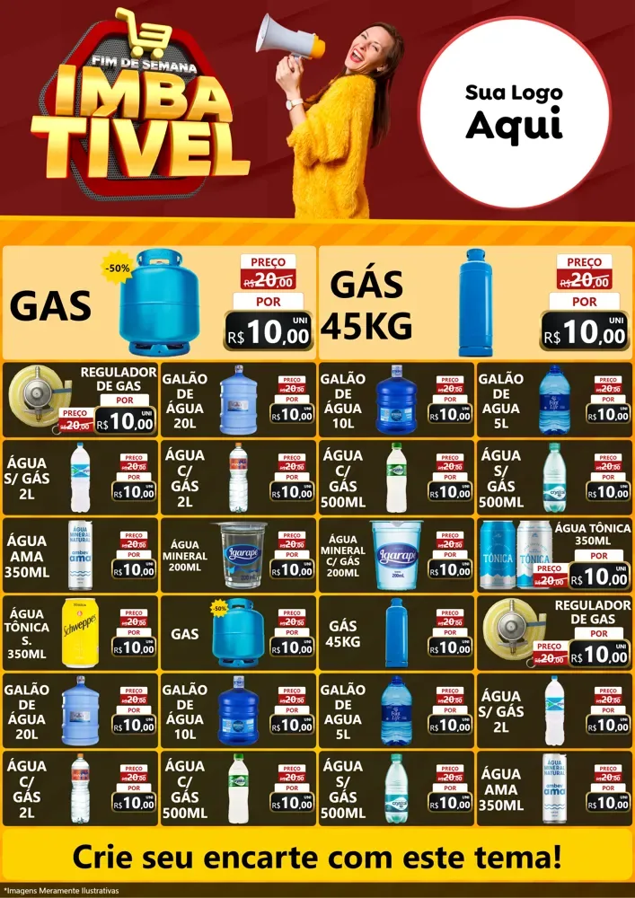 Modelo de Encarte para Encarte A4 Vertical com o tema Fim de Semana Imbatível para Água e gás