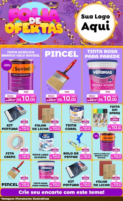 Modelo de Encarte para Encarte Grande com o tema Folia de Ofertas para Tintas e Ferramentas