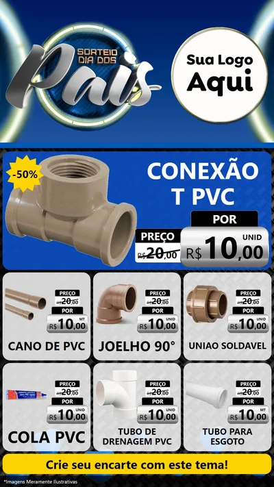 Modelo de Rede Social para Stories com o tema Sorteio Dia Dos Pais para Tubos e conexões