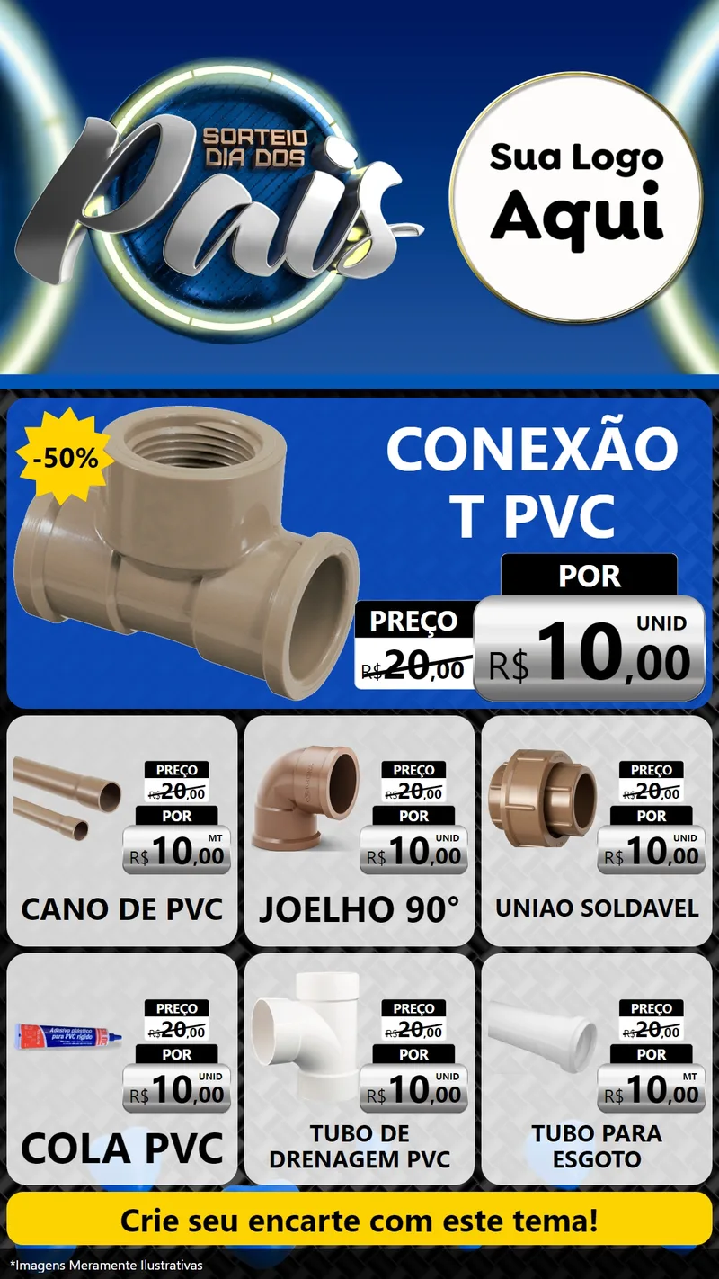 Modelo de Rede Social para Stories com o tema Sorteio Dia Dos Pais para Tubos e conexões