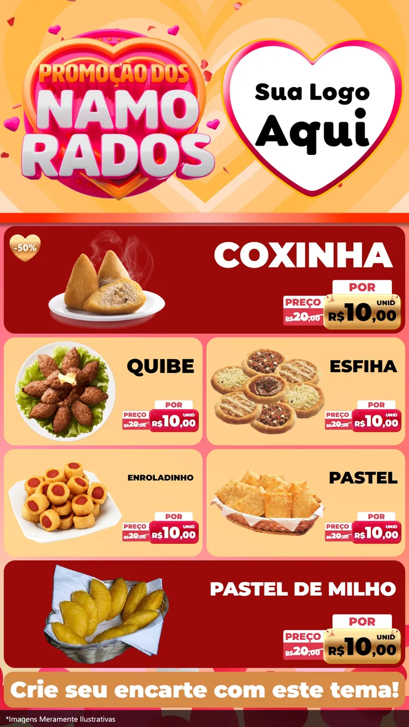Modelo de TV para TV Vertical com o tema Promoção dos Namorados para Salgadaria