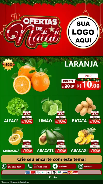 Modelo de Rede Social para Stories com o tema Ofertas de Natal para Hortifrúti