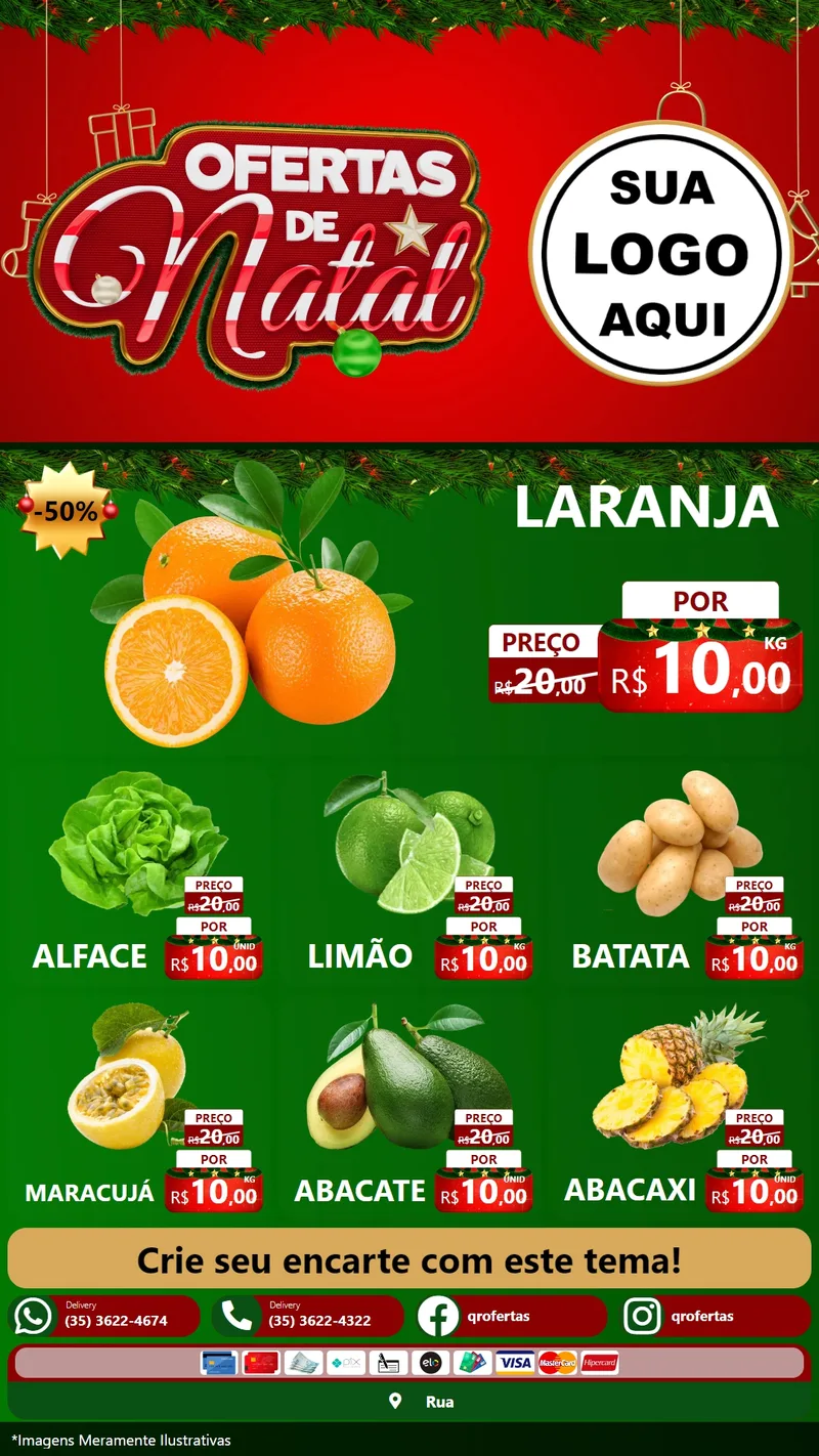 Modelo de Rede Social para Stories com o tema Ofertas de Natal para Hortifrúti