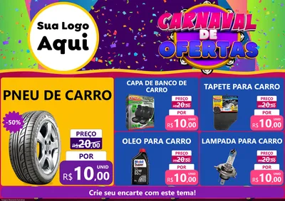 Modelo de Encarte para Encarte A4 Horizontal com o tema Carnaval de Ofertas para Auto peças