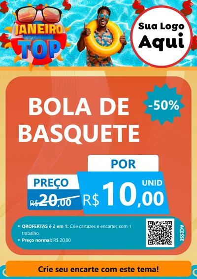 Modelo de Cartaz para Cartaz A4 Vertical com o tema Janeiro Top para Artigos Esportivos