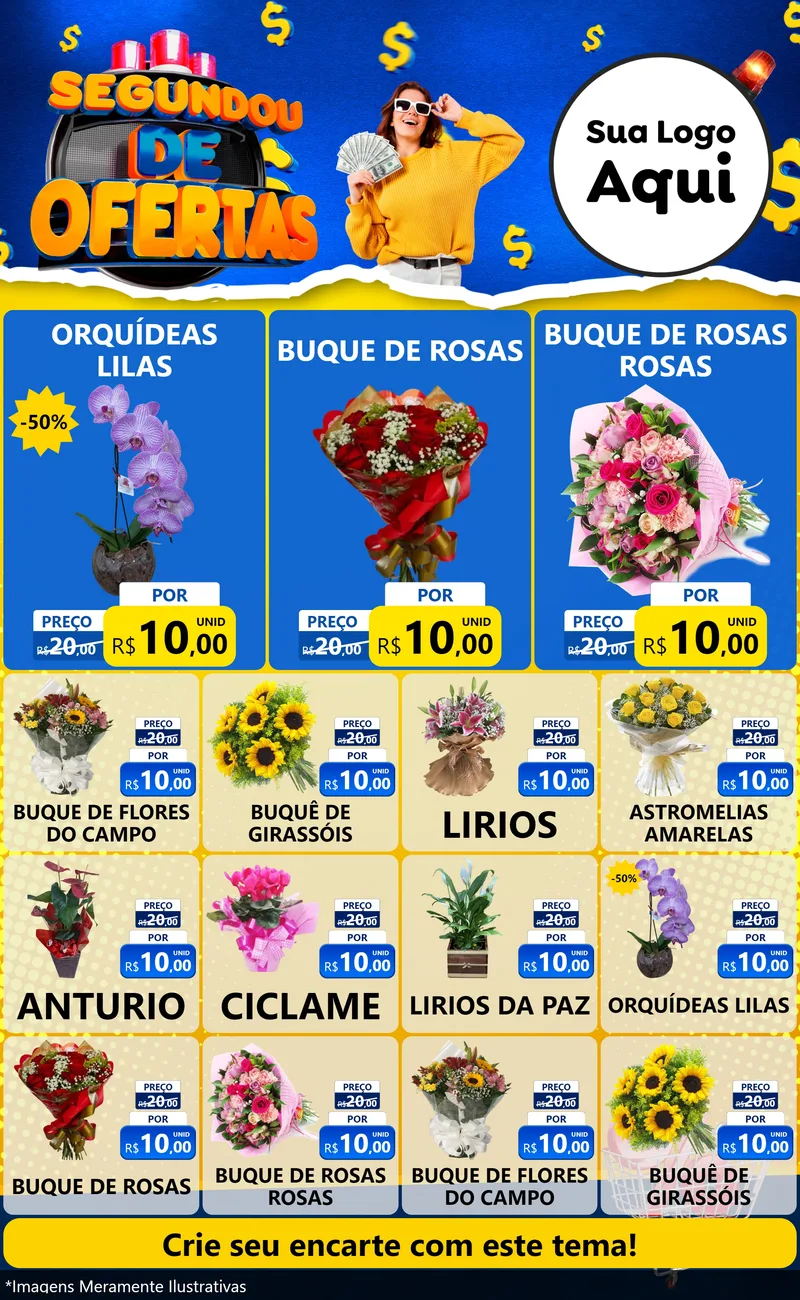 Modelo de Encarte para Encarte Grande com o tema Segundou de Ofertas para Floricultura e jardim