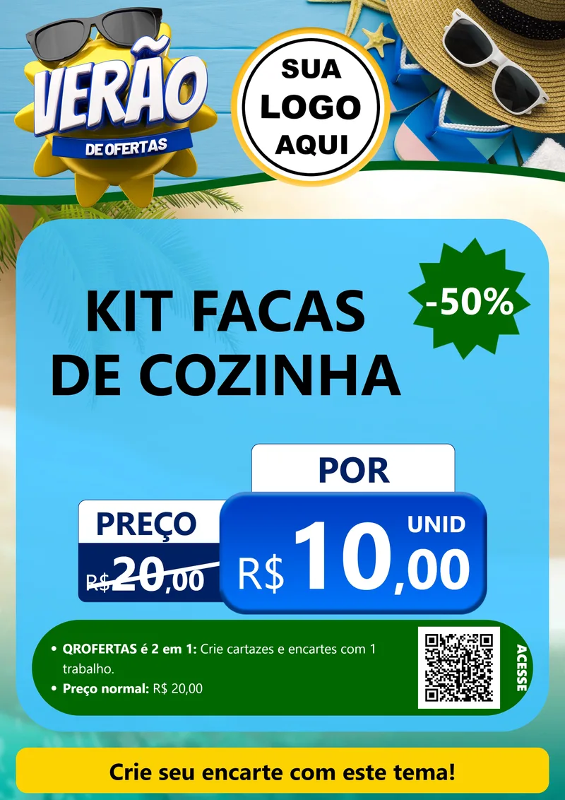 Modelo de Cartaz para Cartaz A4 Vertical com o tema Verão de Ofertas para Utilidades Domésticas