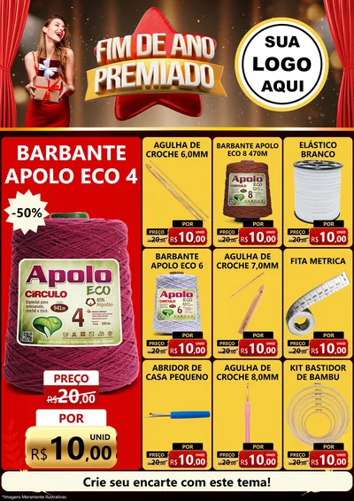 Modelo de Encarte para Encarte A4 Vertical com o tema Fim de Ano Premiado para Armarinho e Aviamentos