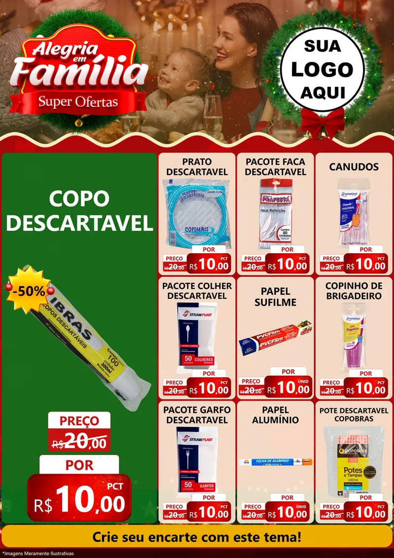 Modelo de Encarte para Encarte A4 Vertical com o tema Alegria Em Família - Super Ofertas para Embalagens