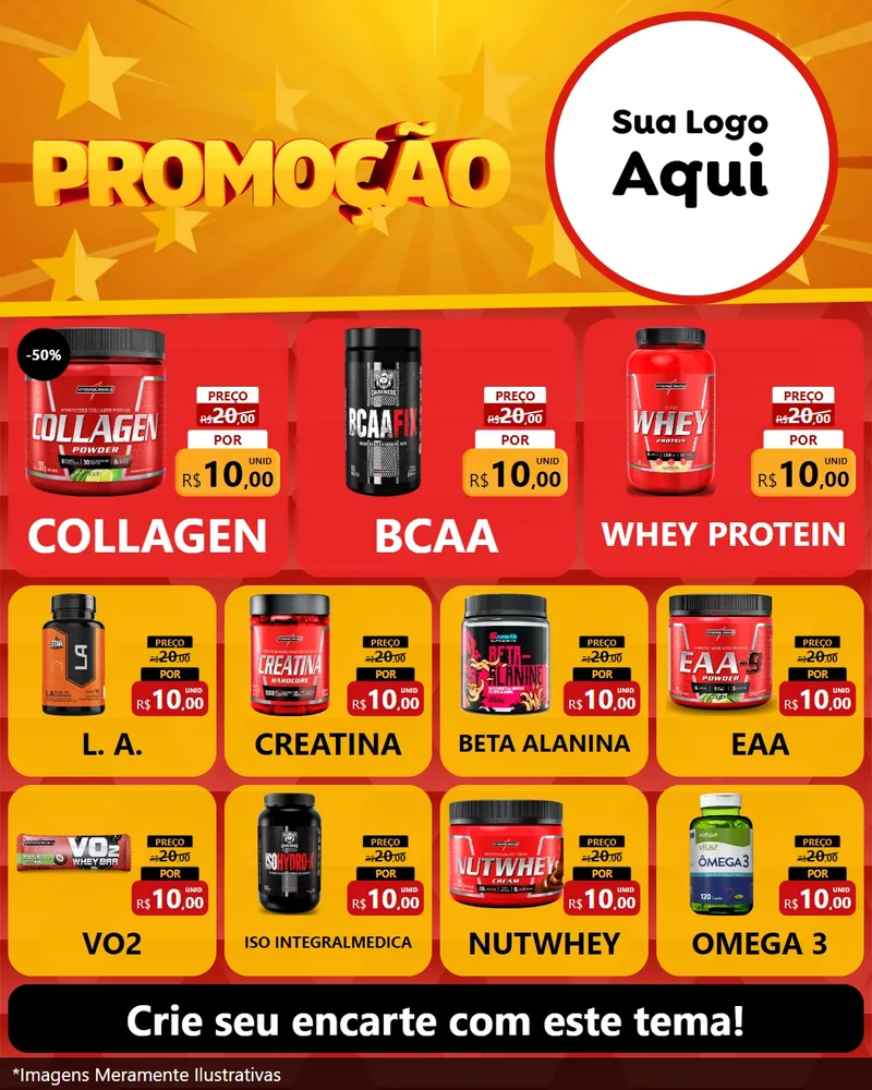 Modelo de Rede Social para Feed Instagram com o tema Promoção para Suplementos alimentares