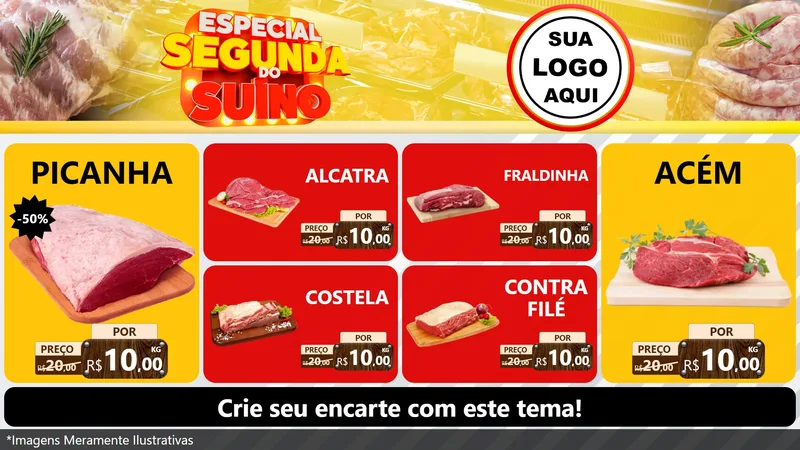 Modelo de TV para TV Horizontal com o tema Especial Segunda do Suíno para Açougue