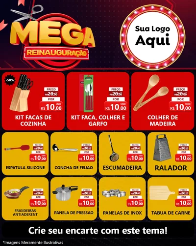 Modelo de Rede Social para Feed Instagram com o tema Mega Reinauguração para Utilidades Domésticas