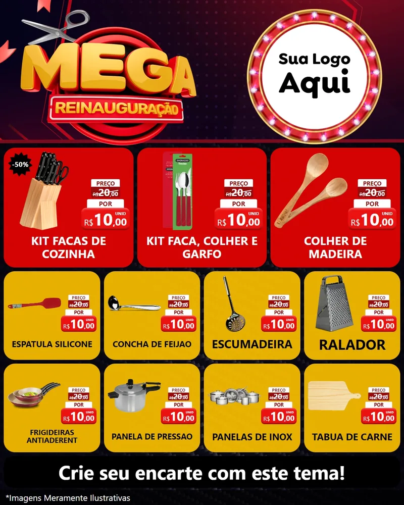 Modelo de Rede Social para Feed Instagram com o tema Mega Reinauguração para Utilidades Domésticas