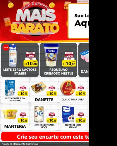 Modelo de Rede Social para Feed Instagram com o tema Mais Barato para Frios e Laticínios