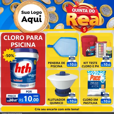 Modelo de Rede Social para Feed Facebook com o tema Quinta do Real para Produtos para Piscina