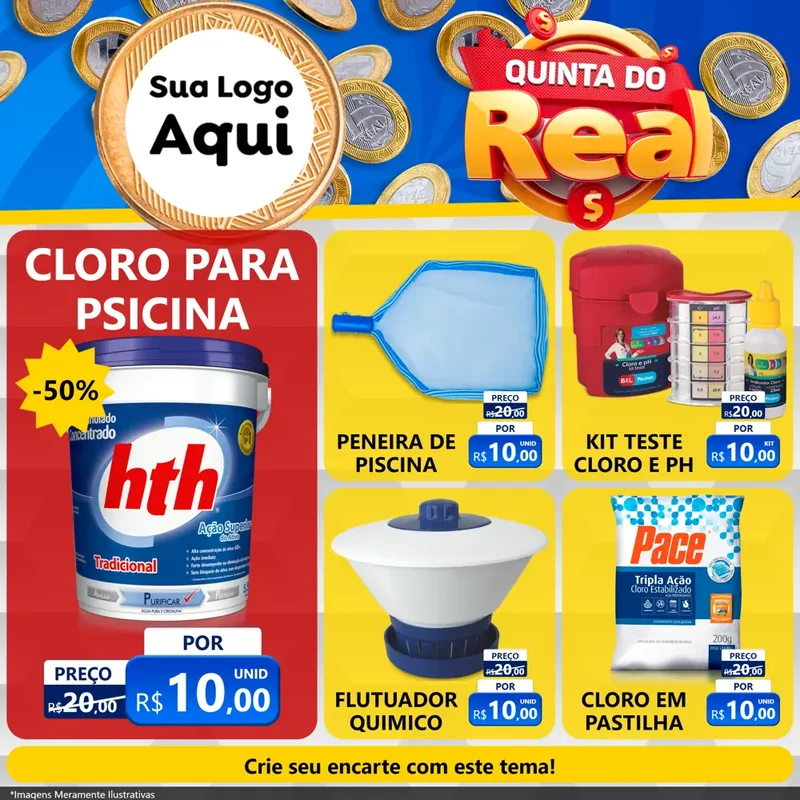 Modelo de Rede Social para Feed Facebook com o tema Quinta do Real para Produtos para Piscina